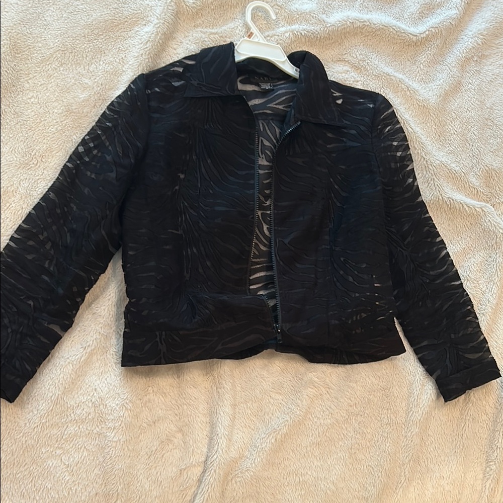 Black Tailored Blazer with Velvet Finish